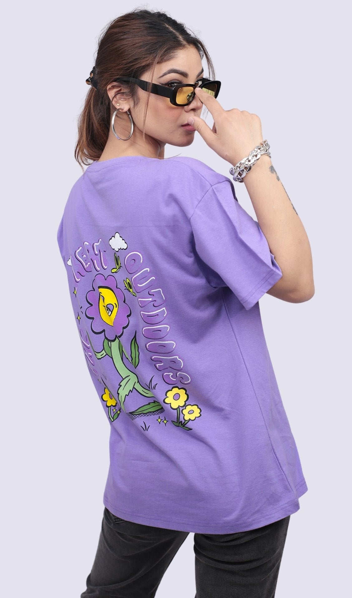 Slayink Women Back Print Graphic Lilac Oversized Tshirt,Oversized T-shirt, Oversized Graphic T-shirt, oversized t-shirt women, T-shirt, pastel tee, lilac t-shirt, purple t-shirt,Purple Graphic T-shirt , relaxed fit tshirt, printrd tshirt, trendy college wear, slogan tee, casual wear women , graphic tee for girls, pastel top, women workout t-shirt,gym t-shirt women, ladies top, cotton t-shirt, trndy graphic tee, trending top, baggy top, gym tee, loose tshirts for ladies,gym shirt , purple top, slogan tee,