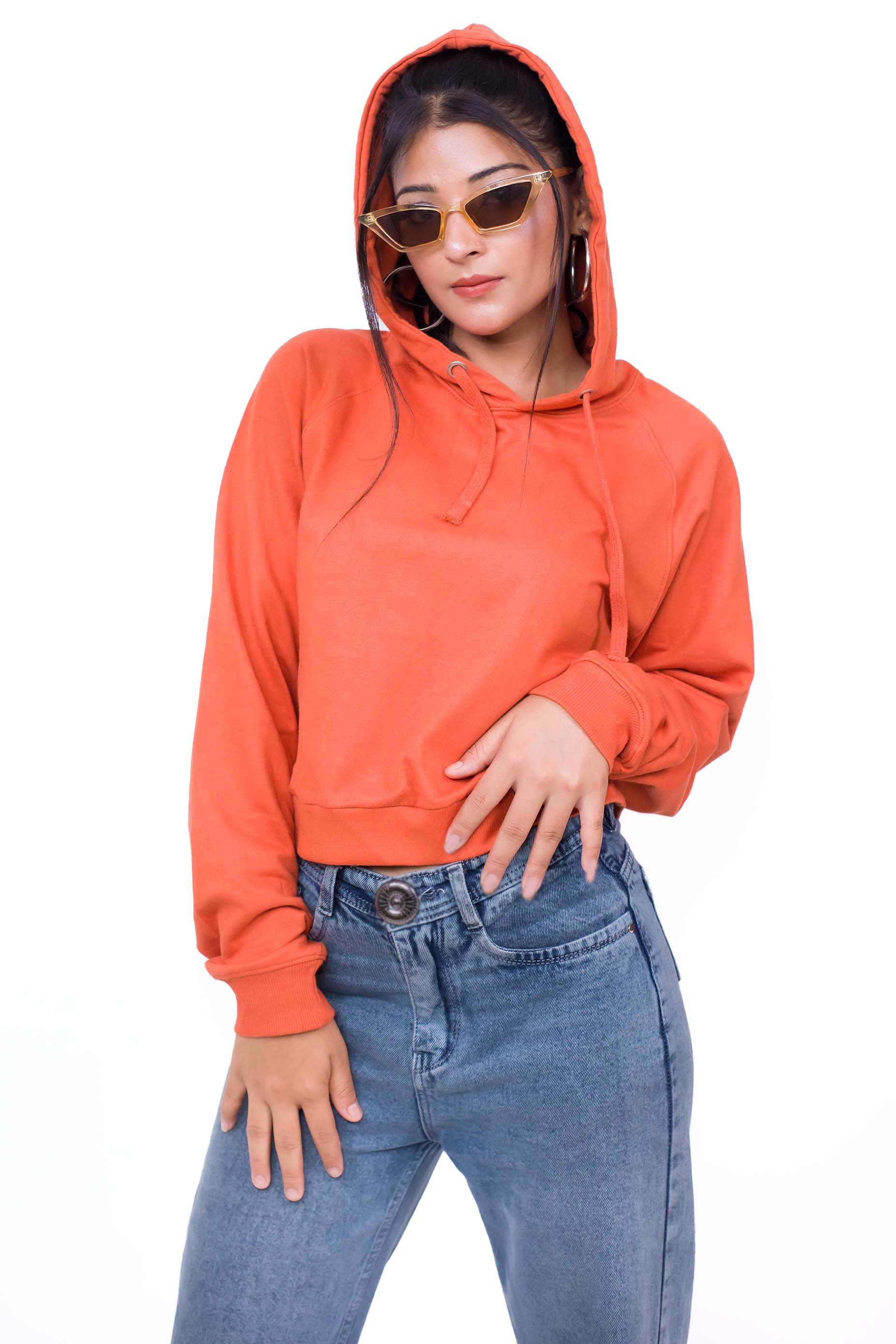 Orange hoodie, Pre-winter hood, Women's hoodie, Sustainable winter wear, orange sweatshirt, Casual crop hoodie, trendy women's hoodie, cotton hoodie Comfortable hoodie, Stylish hoodie, winter crop top