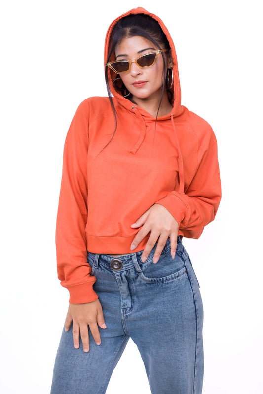 Orange hoodie, Pre-winter hood, Women's hoodie, Sustainable winter wear, orange sweatshirt, Casual crop hoodie, trendy women's hoodie, cotton hoodie Comfortable hoodie, Stylish hoodie, winter crop top