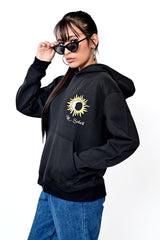 Printed Black oversized Hoodie