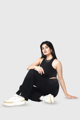 Slayink Women Black High Waist Sweatpants