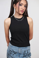 Slayink Women Black Cotton Tank Top