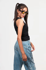 Slayink Women Black Cotton Tank Top