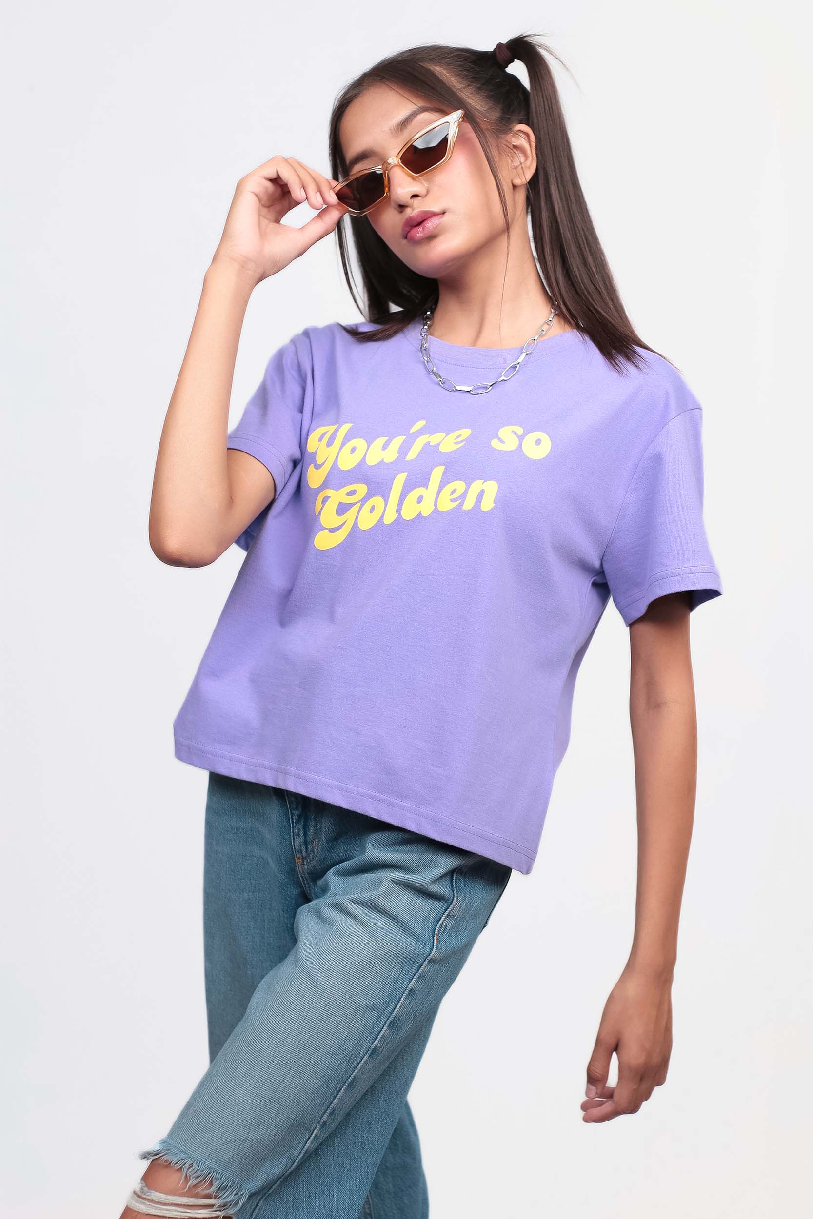 Purple Graphic T-shirt , purple tshirt, relaxed fit tshirt, printrd tshirt, trendy college wear, slogan tee, you are so golden, casual wear women , graphic tee for girls, pastel top,,women workout t-shirt,gym t-shirt women, ladies top, cotton t-shirt, trndy graphic tee, trending top, baggy top, gym tee, loose tshirts for ladies,gym shirt , purple top