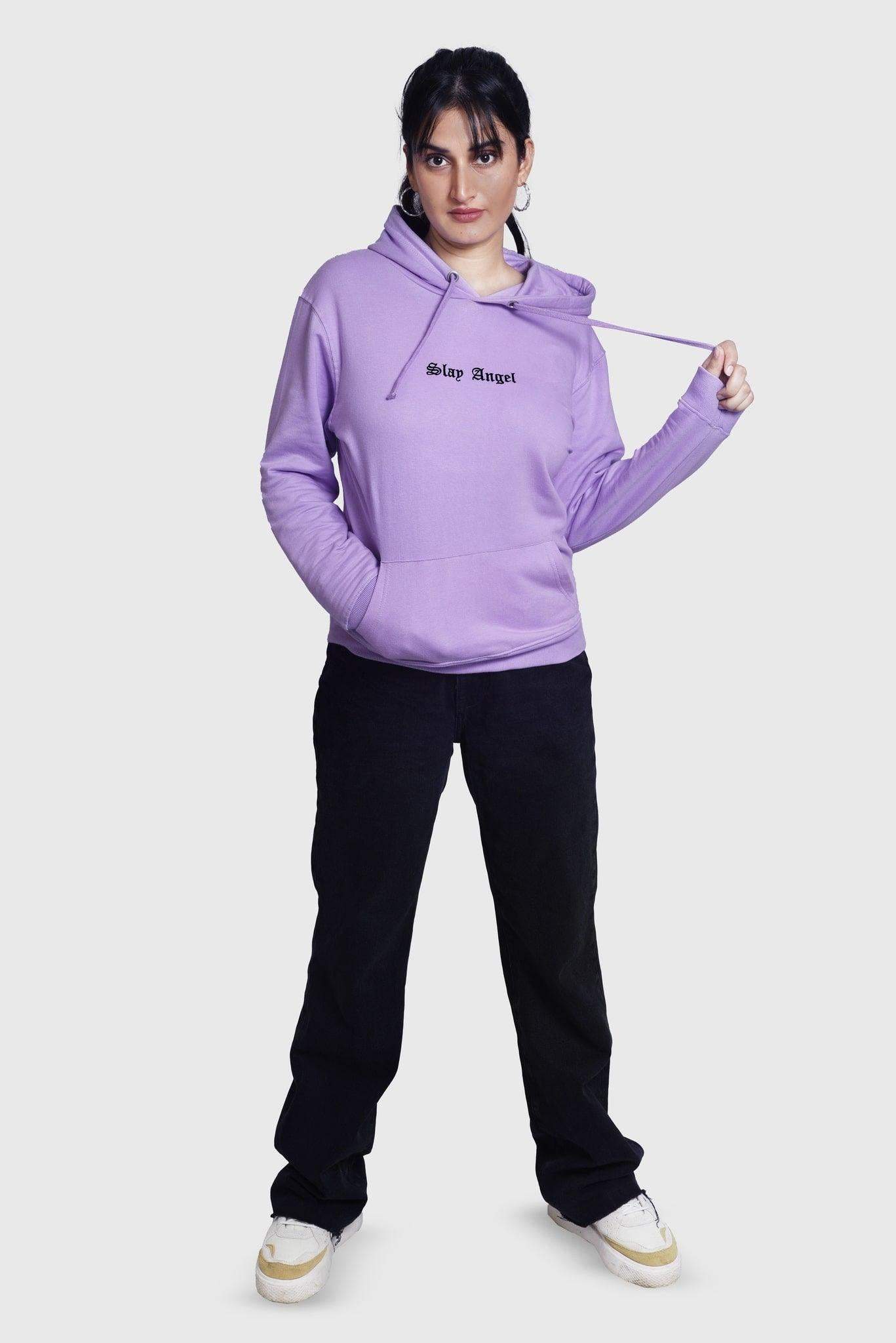 Embroidered Oversized Hoodie Lilac - Fleece-Slayink-CASUAL,casualwear,Cotton,Dropshoulder,Hoodie,Loungewear,Oversized,SWEATSHIRT,Westernwear,Winter,winterclothing