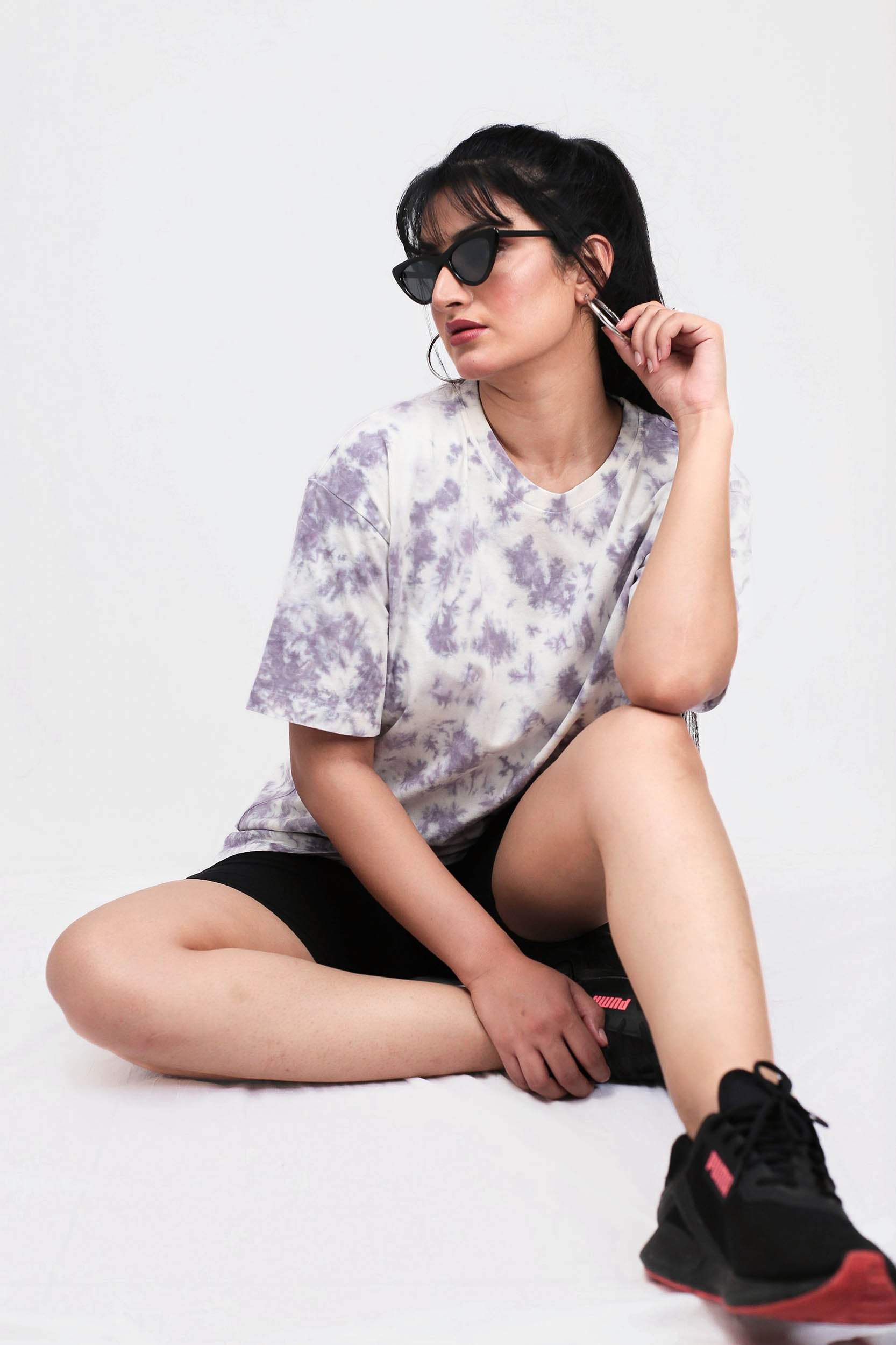 Oversized Grey Tie & Dye Tshirt-Slayink-