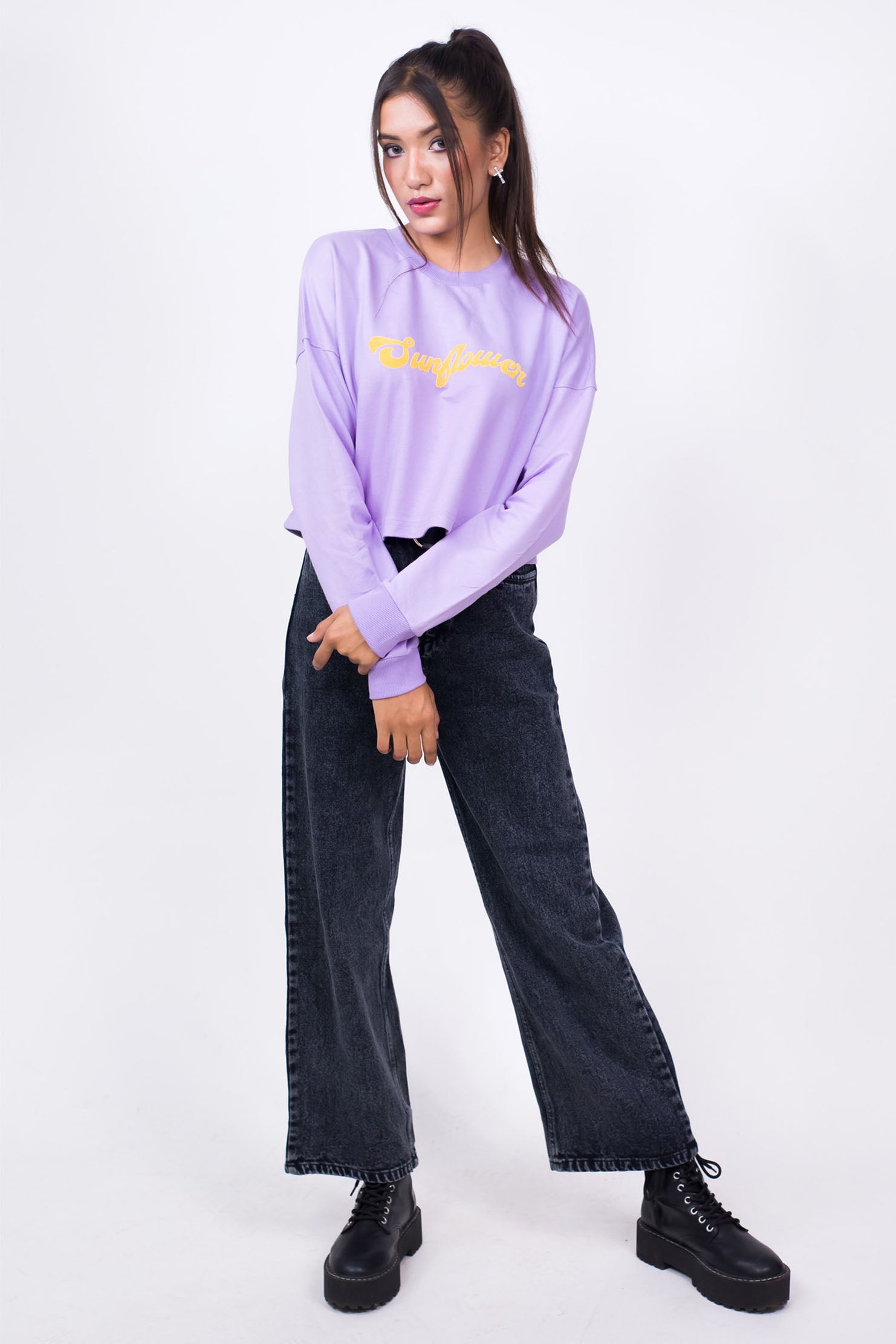 Crop Sweatshirt Lilac-Slayink-CASUAL,casualwear,Cotton,Crop Sweatshirt,Crop top,Dropshoulder,Loungewear,SWEATSHIRT,Sweattop,Westernwear,Winter,winterclothing