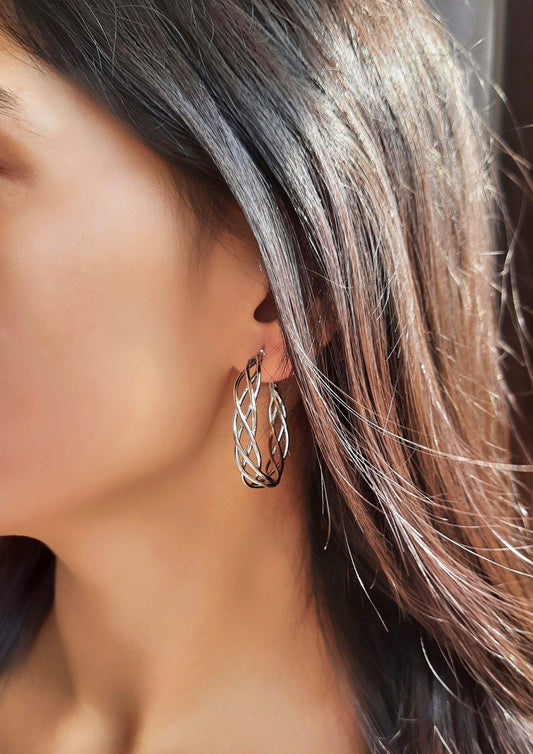 Silver Twisted hoop Earrings-Slayink-earrings,hoop earrings,hoops,jewellery,Silver earrings,Silver hoops,silver twisted hoops,twisted earrings,twisted hoops