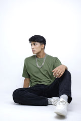  olive green cotton men's oversized t-shirt, Oversized olive t-shirt for men, Men green cotton t-shirt, Men casual t-shirt, Cotton oversized t-shirt men, Men trendy oversized t-shirt