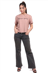 GraphicTee, Cotton t-shirt, best cotton t-shirts for summer, brown t-shirt, printed t-shirt, affordable graphic t-shirts women, cute printed cotton tee for daily wear, trendy graphic crop top India, brown graphic cotton t-shirt.