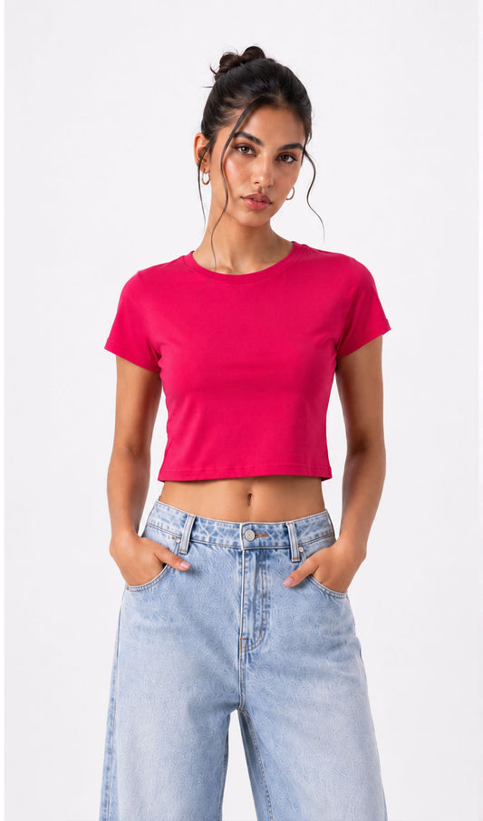 pink crop top, hot pink crop top, women's crop top, pink top for women, trendy crop top, fashion crop top, summer crop top, casual crop top, stylish pink top, crop top outfit, women's fashion top, trendy women's top, college outfit ideas, casual fashion for women, ripped jeans outfit, street style women, cute crop top, girls crop top, pink fashion top, modern crop top, chic crop top, fitted crop top, cropped tank top, women's casual wear, summer fashion women, Gen Z fashion, aesthetic outfit, crop top