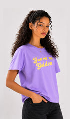 Women Purple top,Purple Graphic T-shirt , purple tshirt, relaxed fit tshirt, printrd tshirt, trendy college wear, slogan tee, you are so golden, casual wear women , graphic tee for girls, pastel top,,women workout t-shirt,gym t-shirt women, ladies top, cotton t-shirt, trndy graphic tee, trending top, baggy top, gym tee, loose tshirts for ladies,gym shirt , purple top