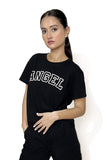 Angel print black t-shirt, casual wear