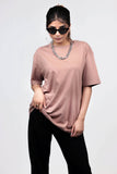 Oversized Brown Solid Tee