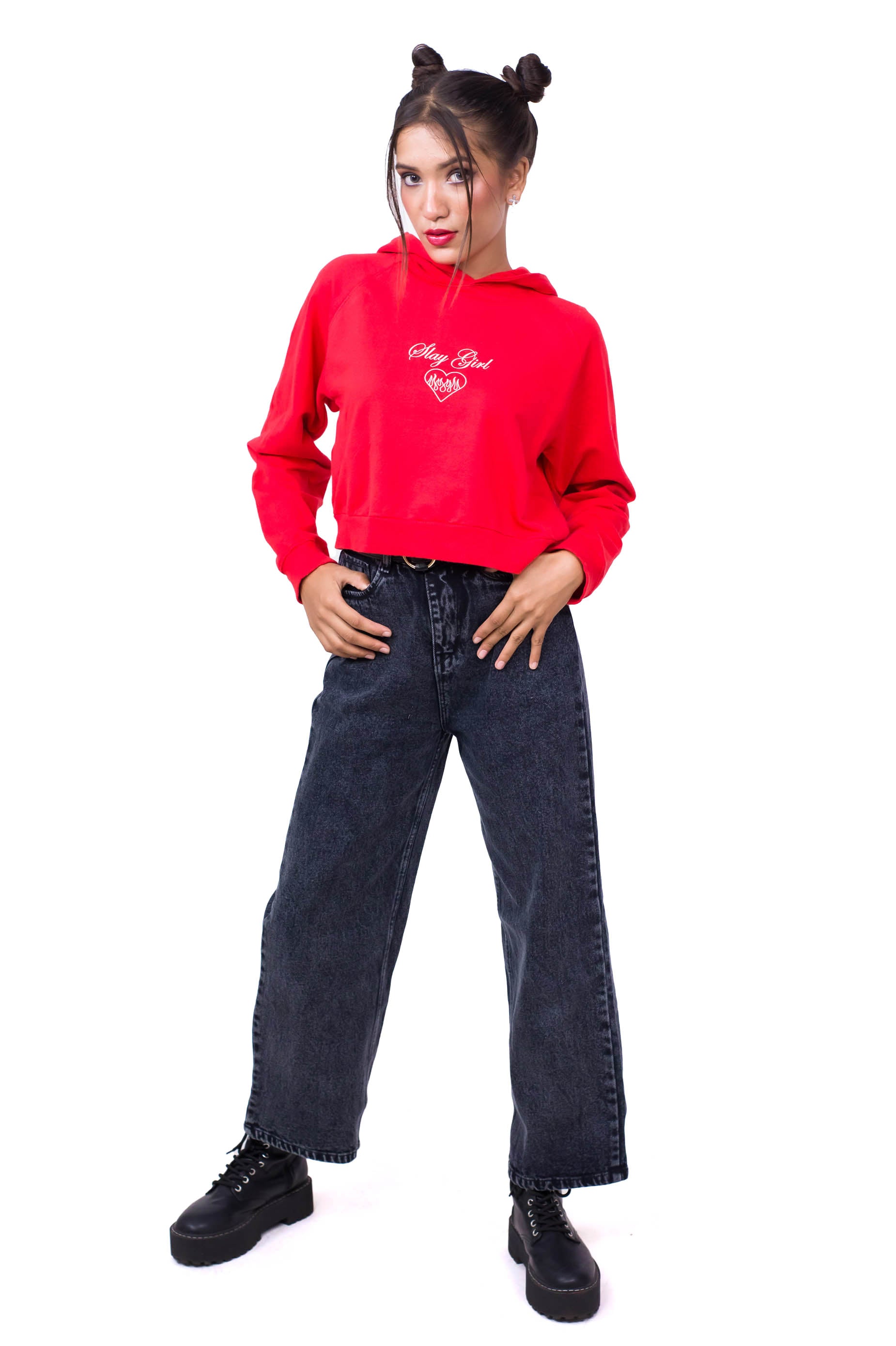 Crop Hoodie Red-Slayink-CASUAL,casualwear,Cotton,Crop Sweatshirt,Crop top,Dropshoulder,Hoodie,Loungewear,SWEATSHIRT,Sweattop,Westernwear,Winter,winterclothing