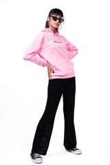 Embroidered  Oversized Hoodie Pink - Fleece-Slayink-CASUAL,casualwear,Cotton,Crop top,Dropshoulder,Hoodie,Loungewear,Oversized,SWEATSHIRT,Westernwear,Winter,winterclothing