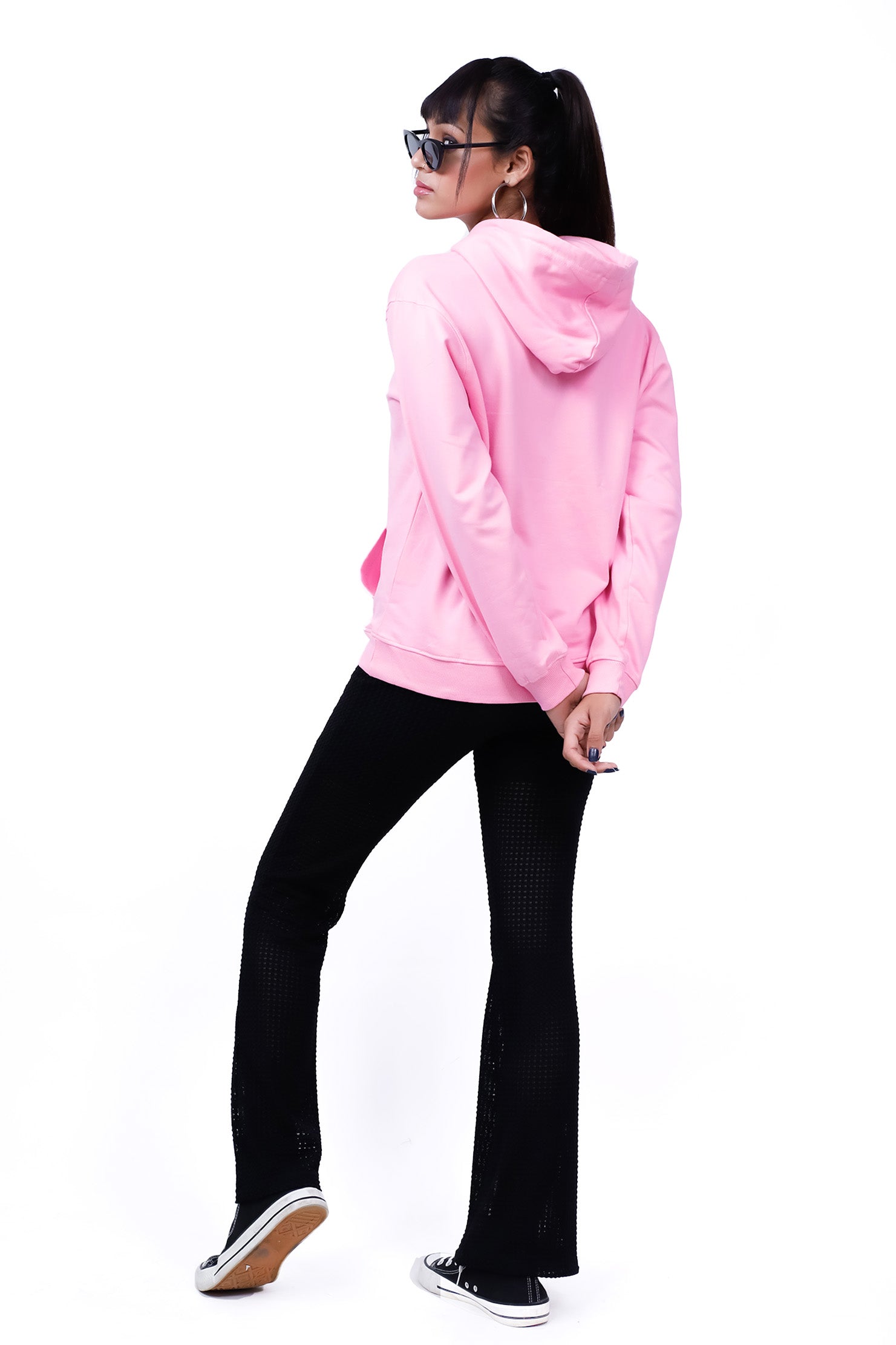 Embroidered  Oversized Hoodie Pink - Fleece-Slayink-CASUAL,casualwear,Cotton,Crop top,Dropshoulder,Hoodie,Loungewear,Oversized,SWEATSHIRT,Westernwear,Winter,winterclothing