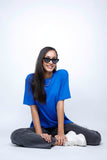 Oversized Royal Blue Solid Tee