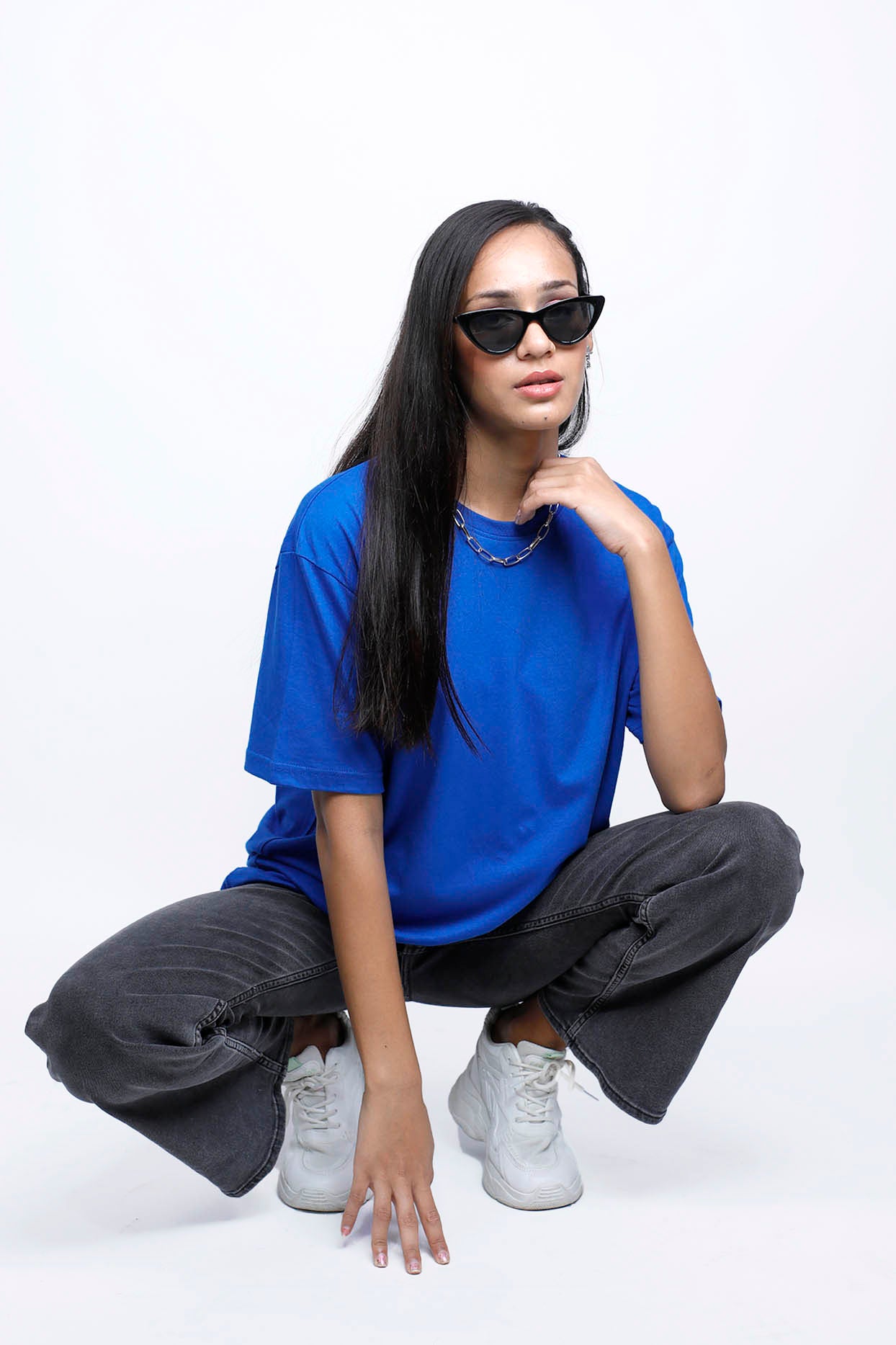Oversized Royal Blue Solid Tee