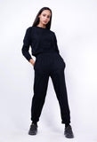 Black Loungewear Set-Slayink-CASUAL,casualwear,Cotton,joggers,Loungewear,SWEATSHIRT,trackpants,Westernwear,Winter,winterclothing