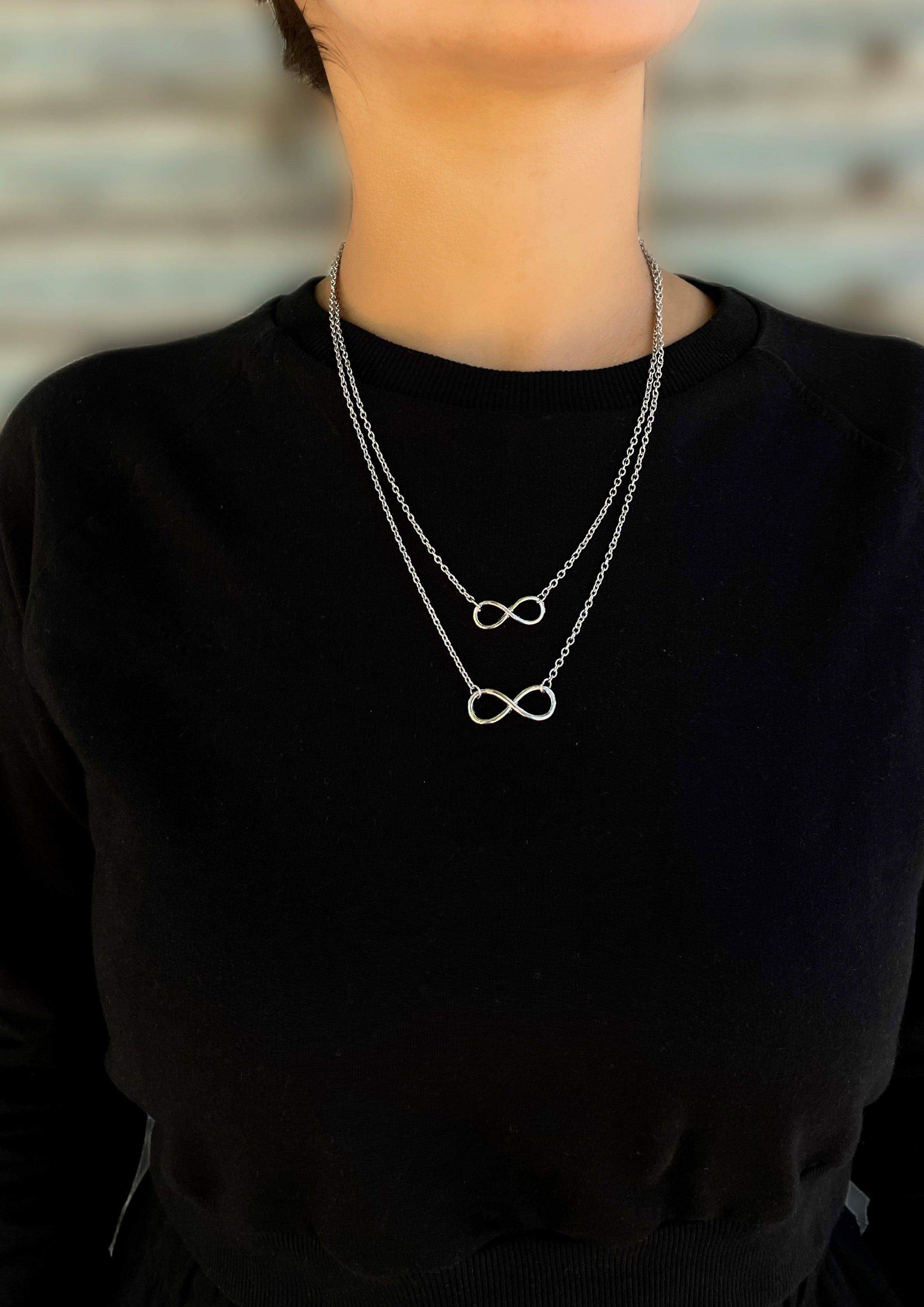 Infinity Multilayer Chain Necklace-Slayink-accessories,chain,chain necklace,Chunky Silver Chain Choker,jewellery,Multi-layer chain necklace,necklace,necklaces,pendant,Silver chain,Silver Chain Choker