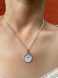 Silver Coin Chain Necklace-Slayink-accessories,chain,chain necklace,Choker,coin pendant,jewellery,necklace,necklaces,pendant,Silver chain,Silver Chain Choker