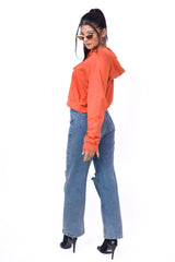 Orange hoodie, Pre-winter hood, Women's hoodie, Sustainable winter wear, orange sweatshirt, Casual crop hoodie, trendy women's hoodie, cotton hoodie Comfortable hoodie, Stylish hoodie, winter crop top