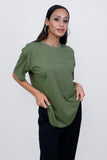 Oversized Olive Green Solid Tee